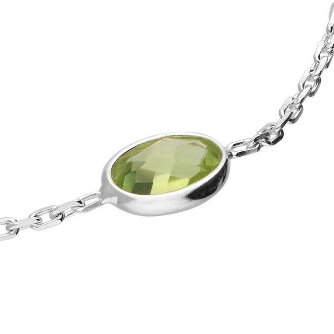 Beautiful Peridot Necklace 925 Sterling Silver Adjustable Chain British Made