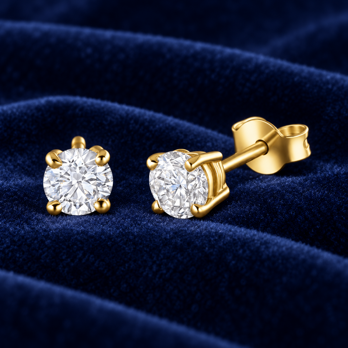 Mined Diamond Solitaire Earrings 18ct Yellow Gold 0.70ctw Premium Real Diamonds