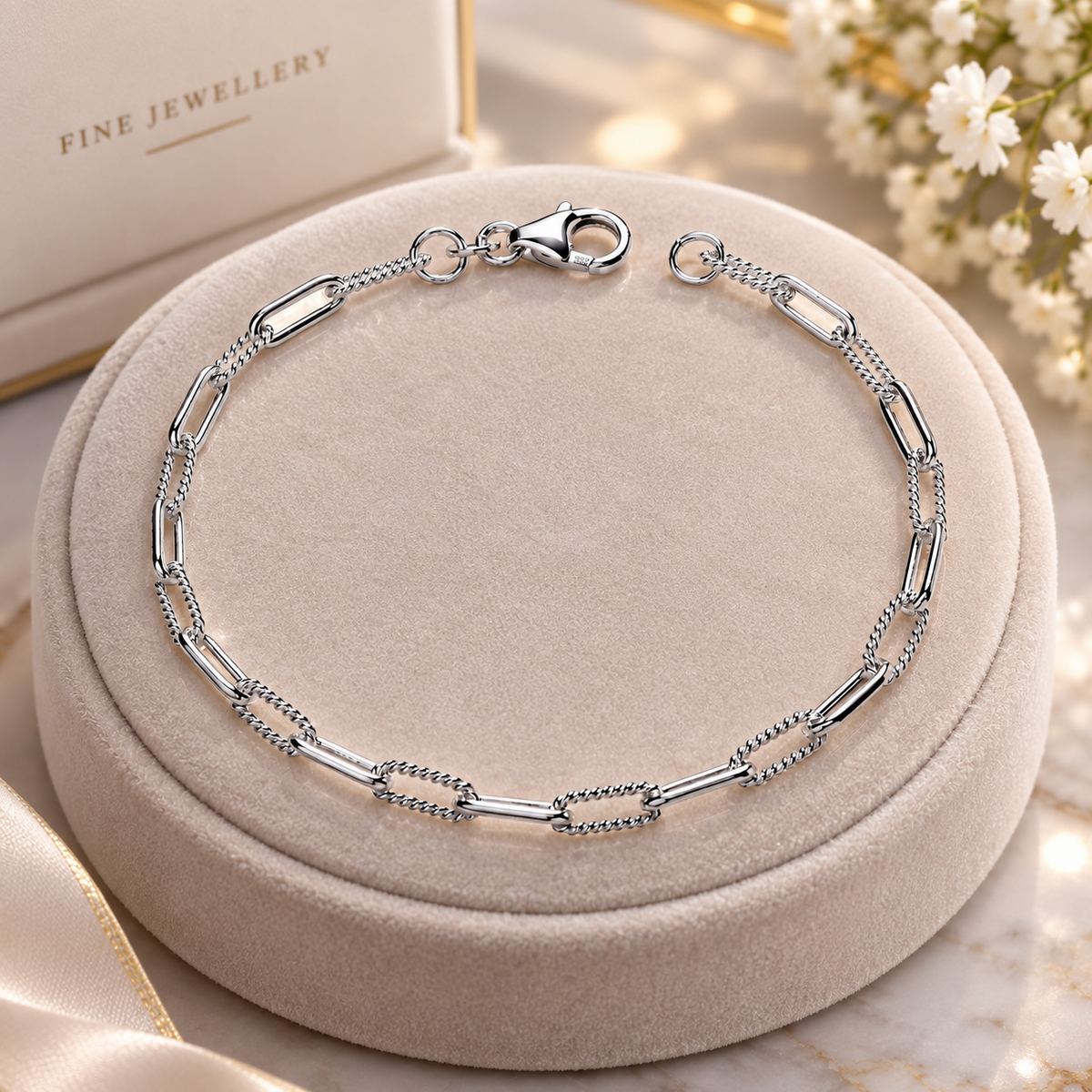 Sterling Silver Paperclip Link Chain Bracelet Lobster Clasp 925 Hallmark
