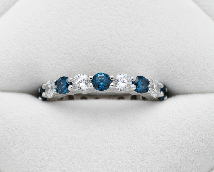 Sterling Silver Sapphire Full Eternity Ring 3mm Band 925 Hallmark Size K - S