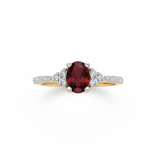 18ct Gold Ruby Oval Solitaire Ring on Sterling Silver 925 Hallmark Sizes K-S