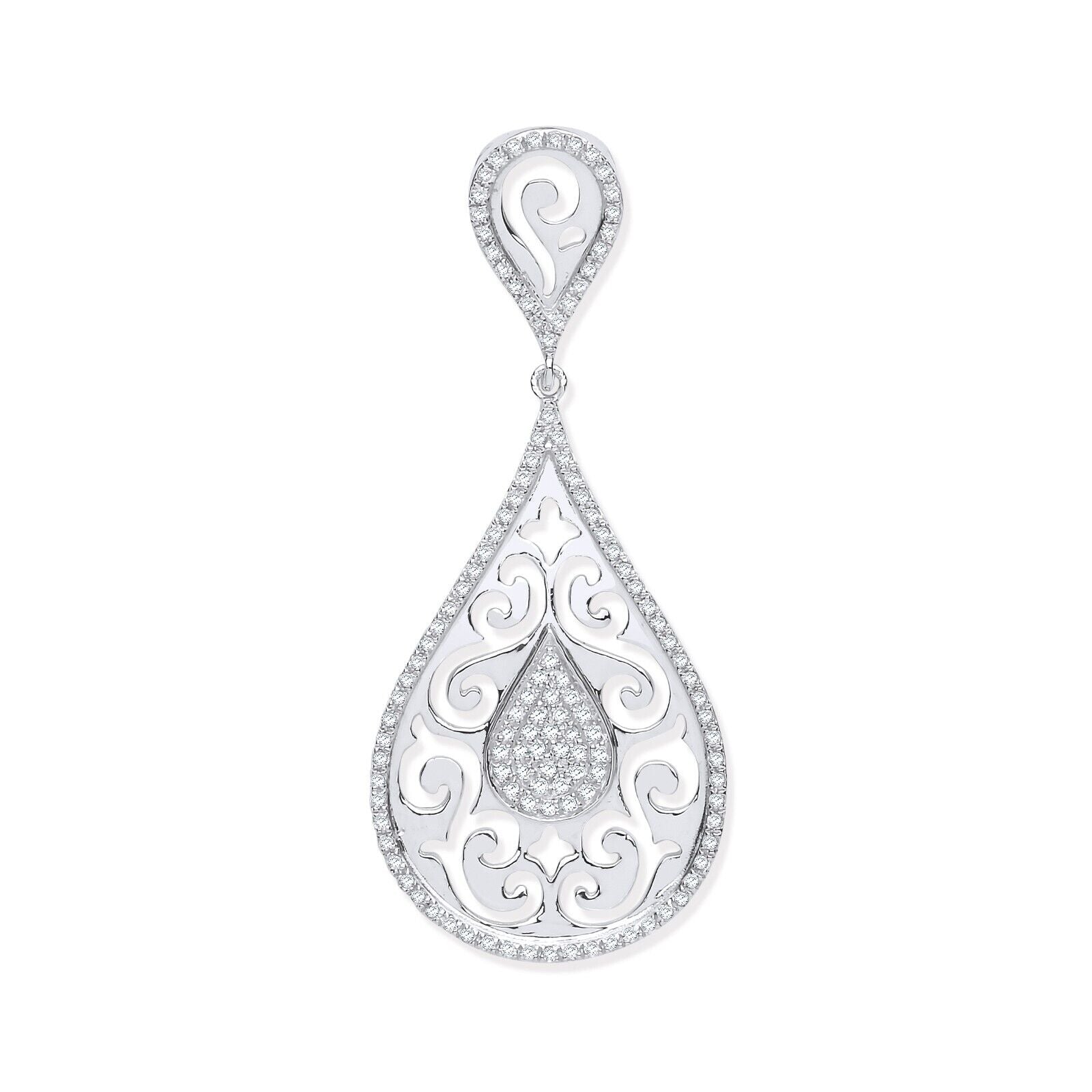 9ct White Gold 0.25ct Pear Shaped Diamond Pendant Hallmarked