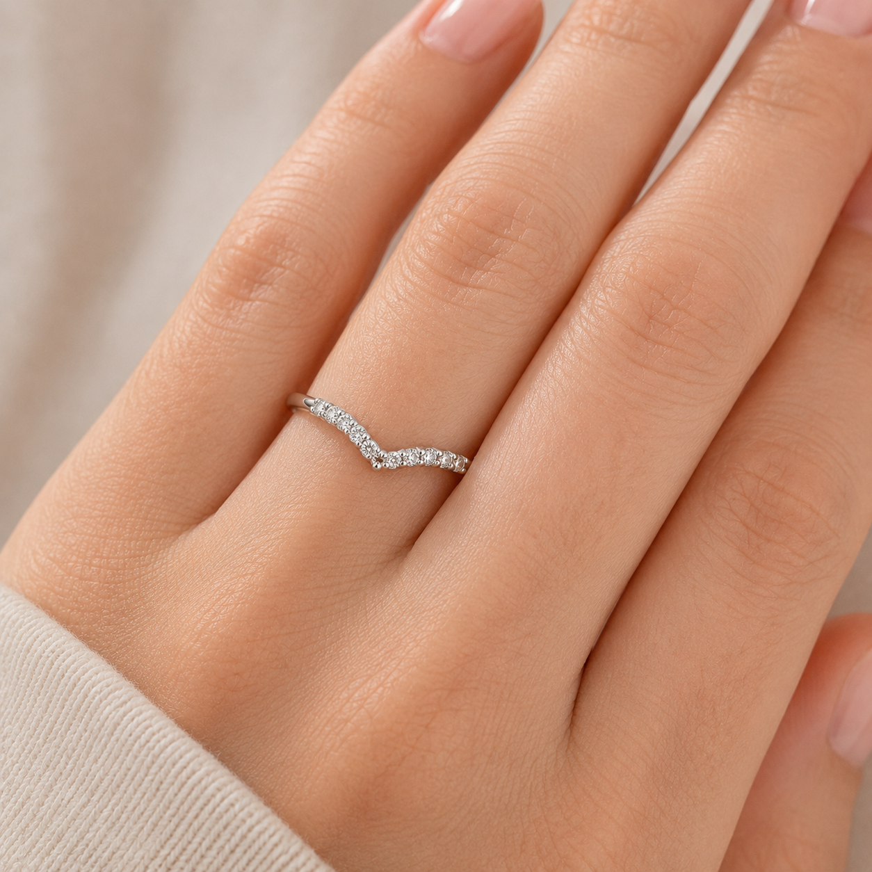 Sterling Silver Wishbone Eternity Band Ring 925 Hallmark
