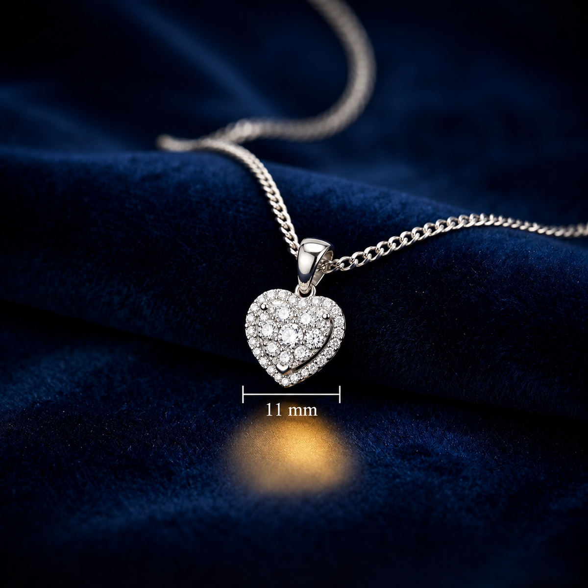 Real Diamond Heart Pendant Necklace 18ct White Gold 18" Chain 0.40ctw Diamonds
