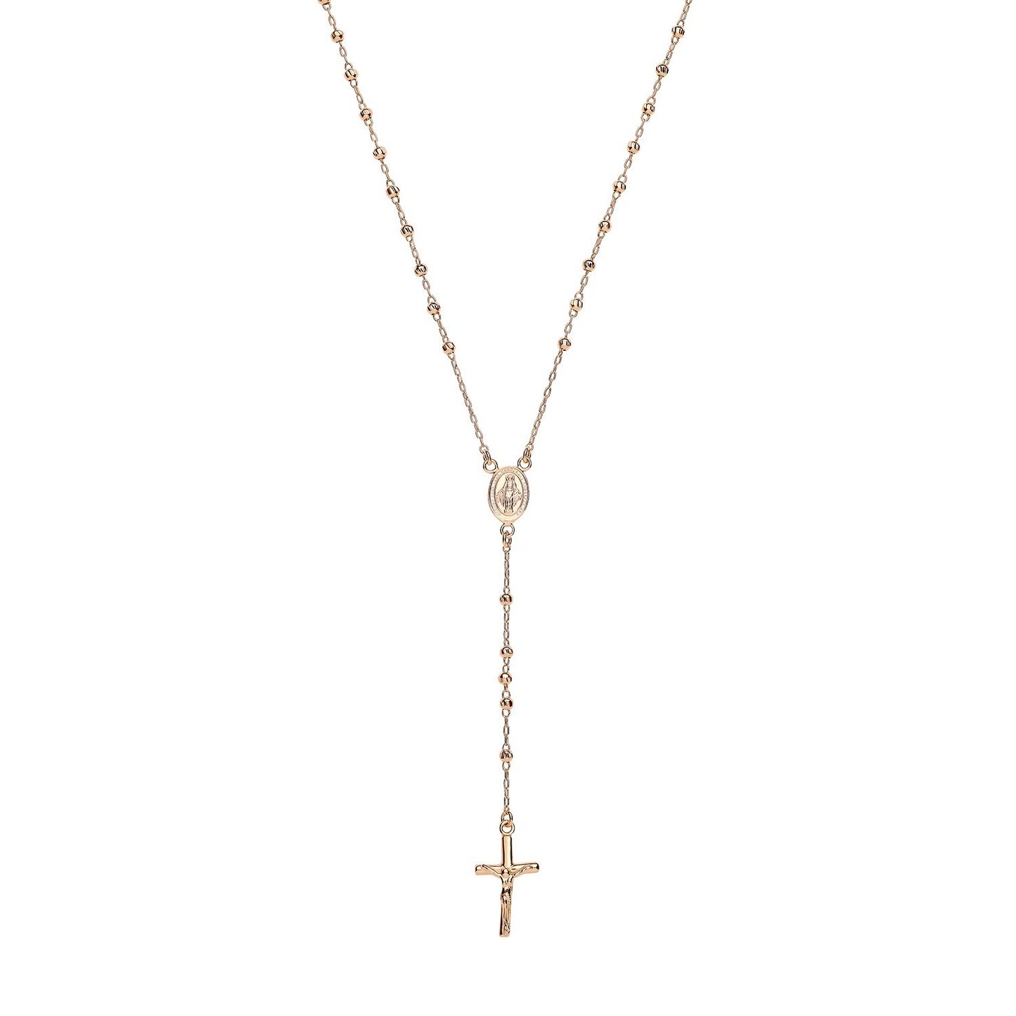 18ct Gold Rosary Beads on Solid Sterling Silver 24" British Made