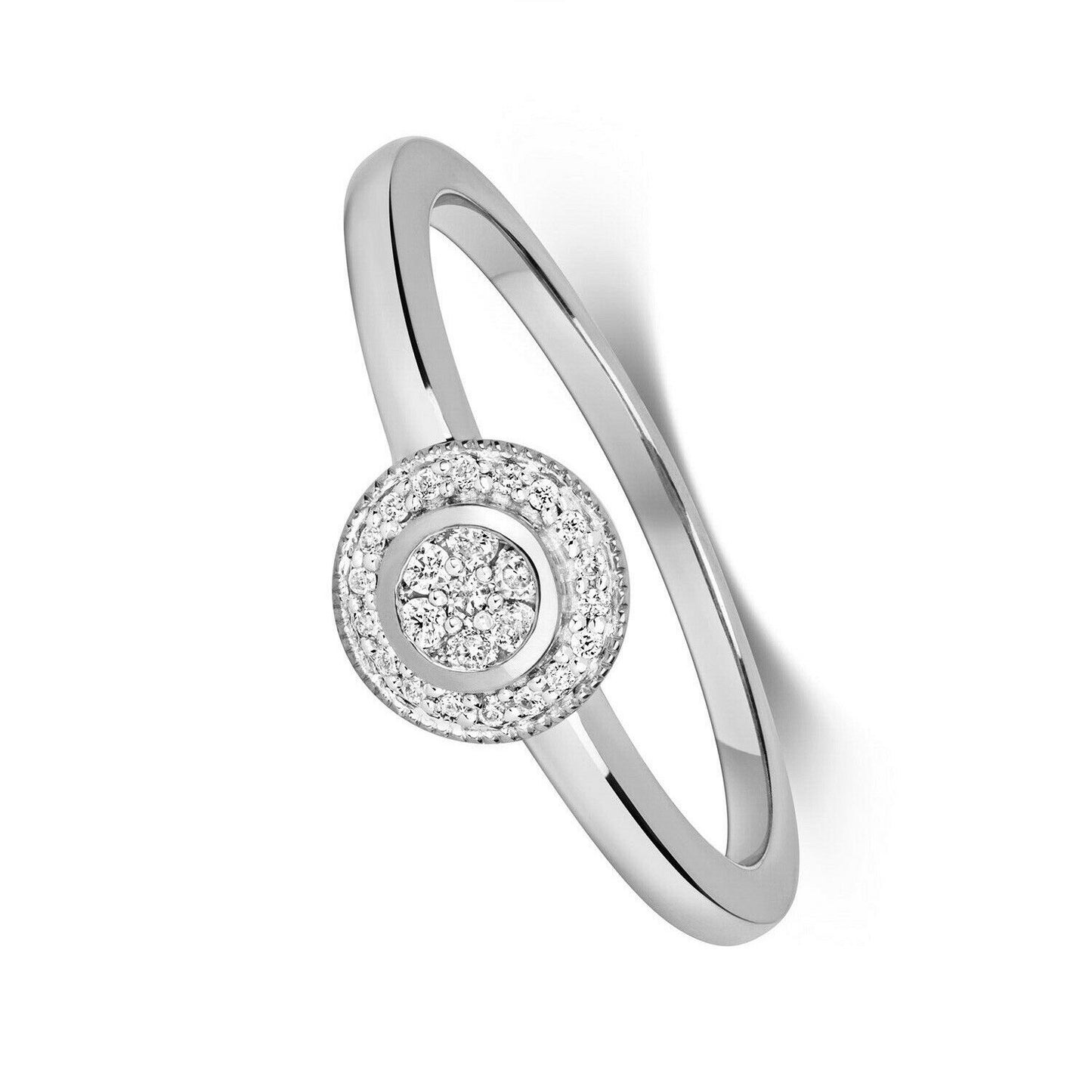 9ct White Gold Diamond Halo Ring Cluster Engagement