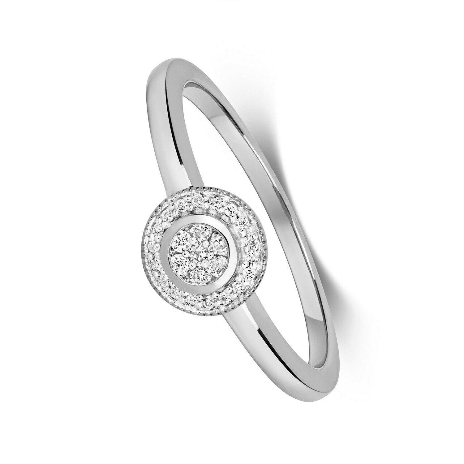 9ct White Gold Diamond Halo Ring Cluster Engagement
