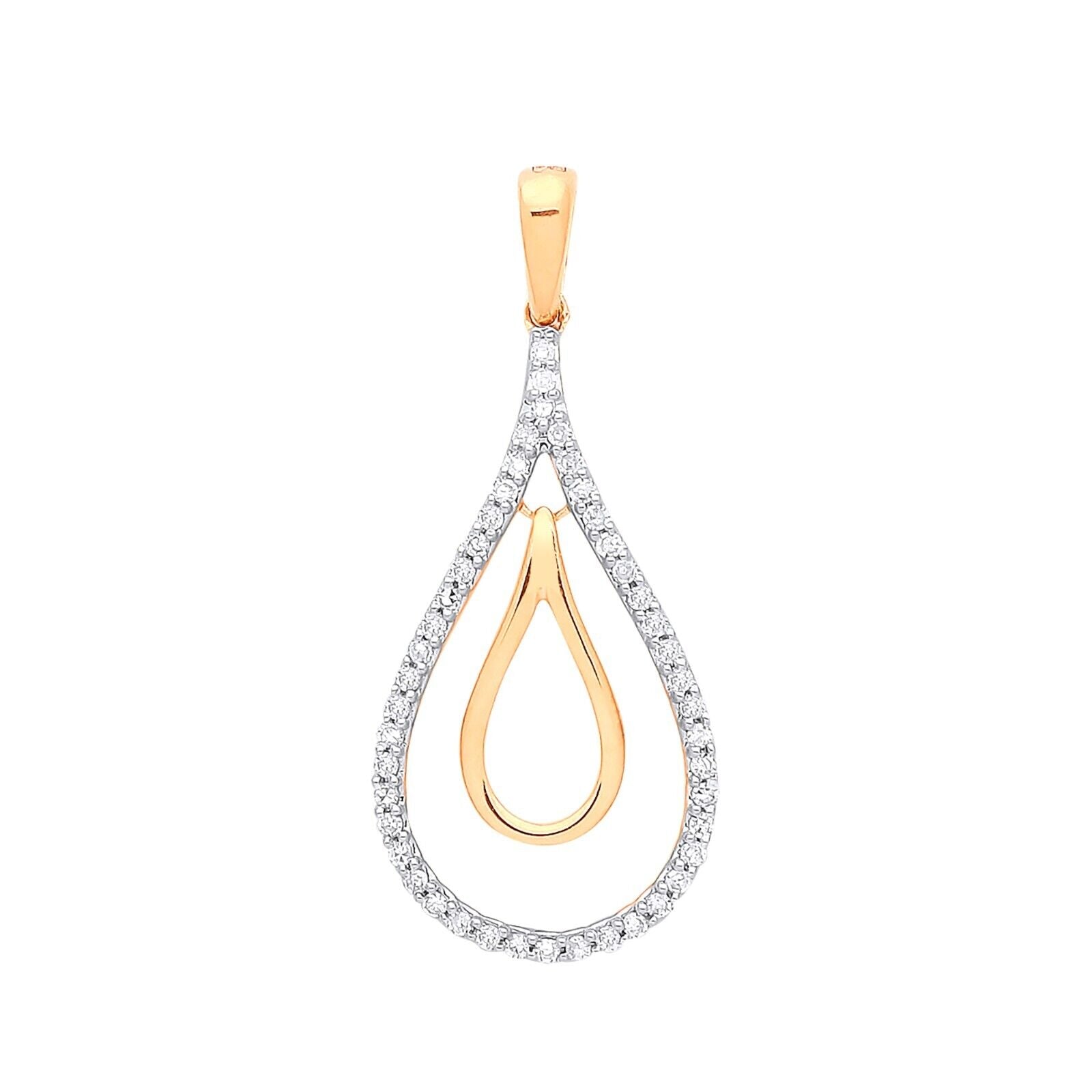 9ct Yellow Gold 0.13ct Drop Pendant Hallmarked