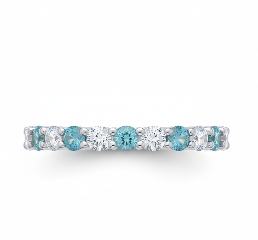Sterling Silver Blue Topaz Eternity Ring Anniversary Band 925 Hallmark Size K-S