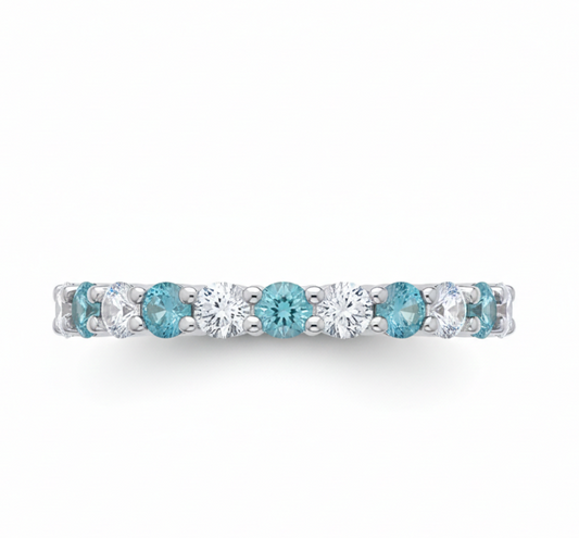 Sterling Silver Blue Topaz Eternity Ring Anniversary Band 925 Hallmark Size K-S