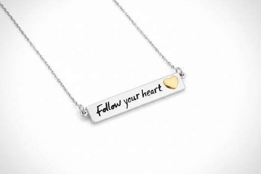Follow Your Heart Necklace Rhodium Plated 18" Length 925 hallmark British Made