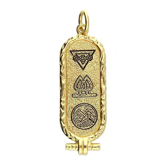 Elemental Cartouche. Earth. Taurus, Virgo, Capricorn Zodiac Yellow Gold Plated