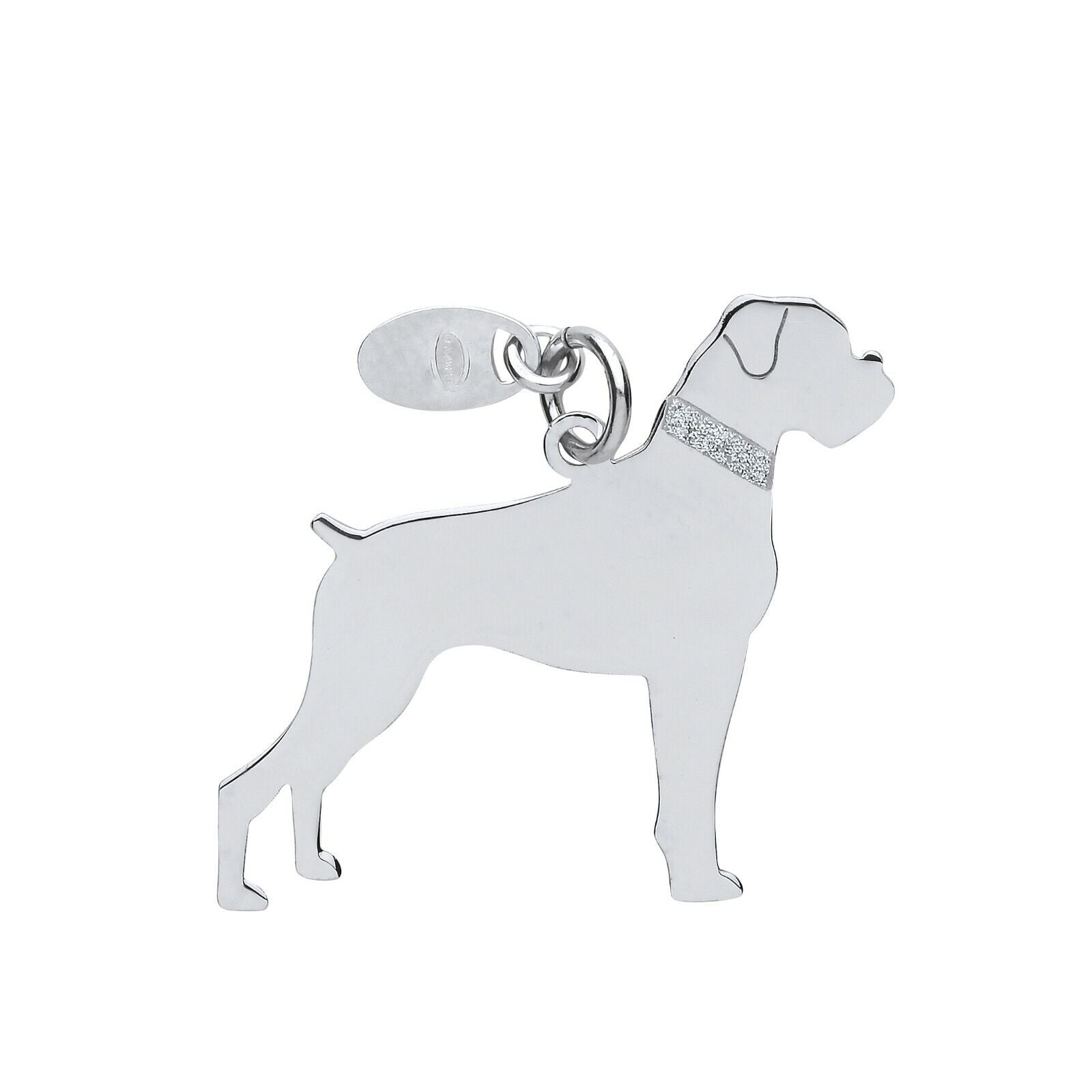 Silver Boxer Dog Pendant Solid Silver 925 Hallmark Pet Jewellery 14-24" Chain