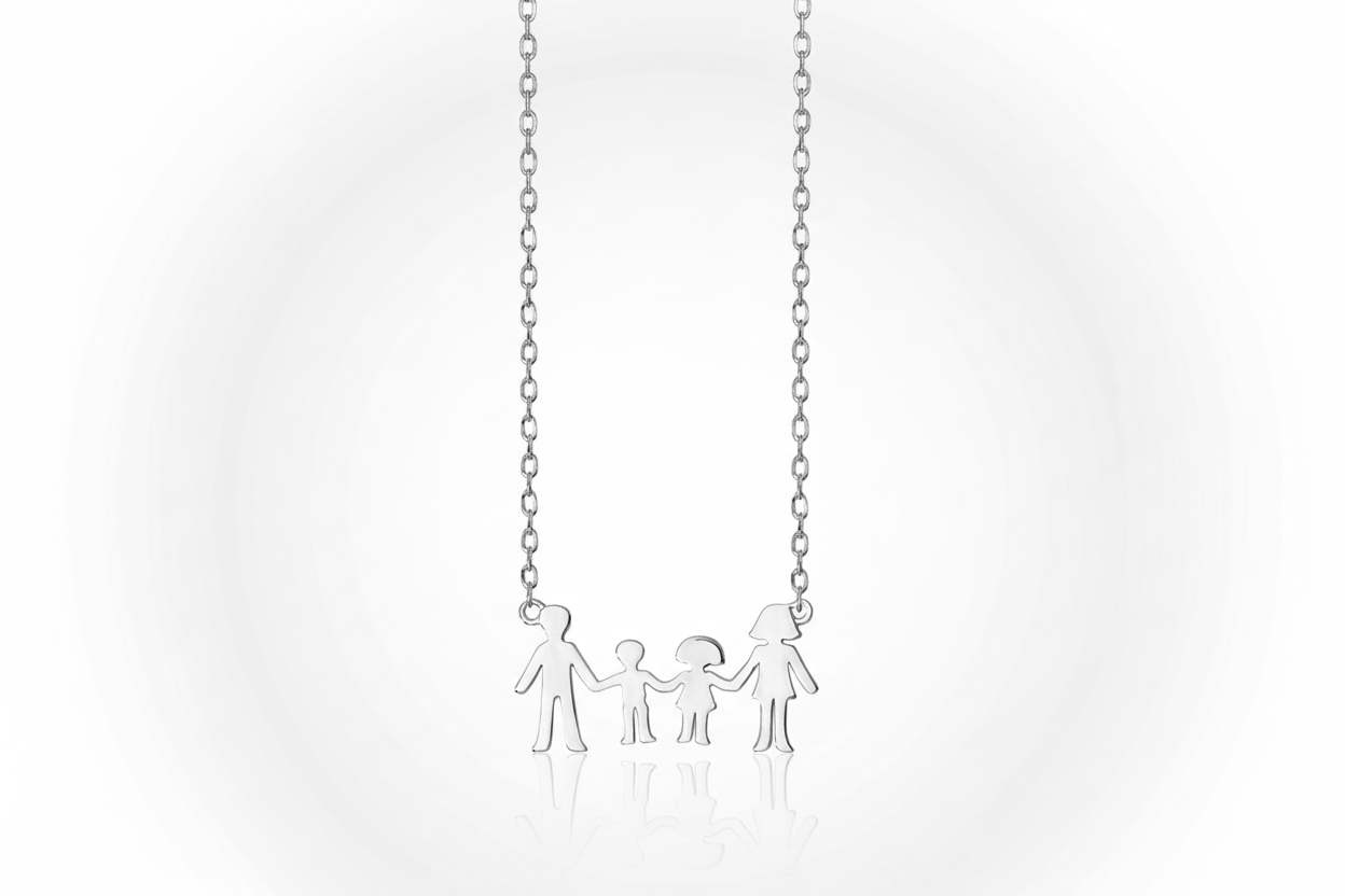 Sterling Silver Together Family Necklace 18" Length 925 hallmark British Made