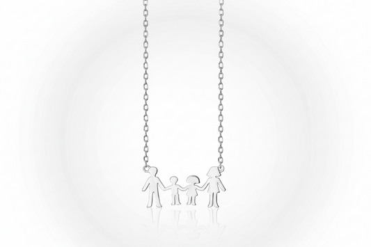 Sterling Silver Together Family Necklace 18" Length 925 hallmark British Made
