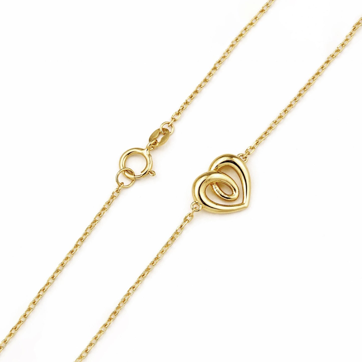 Minimalist Infinity Heart Chain Bracelet 9ct Yellow Gold 375 Hallmark 19cm