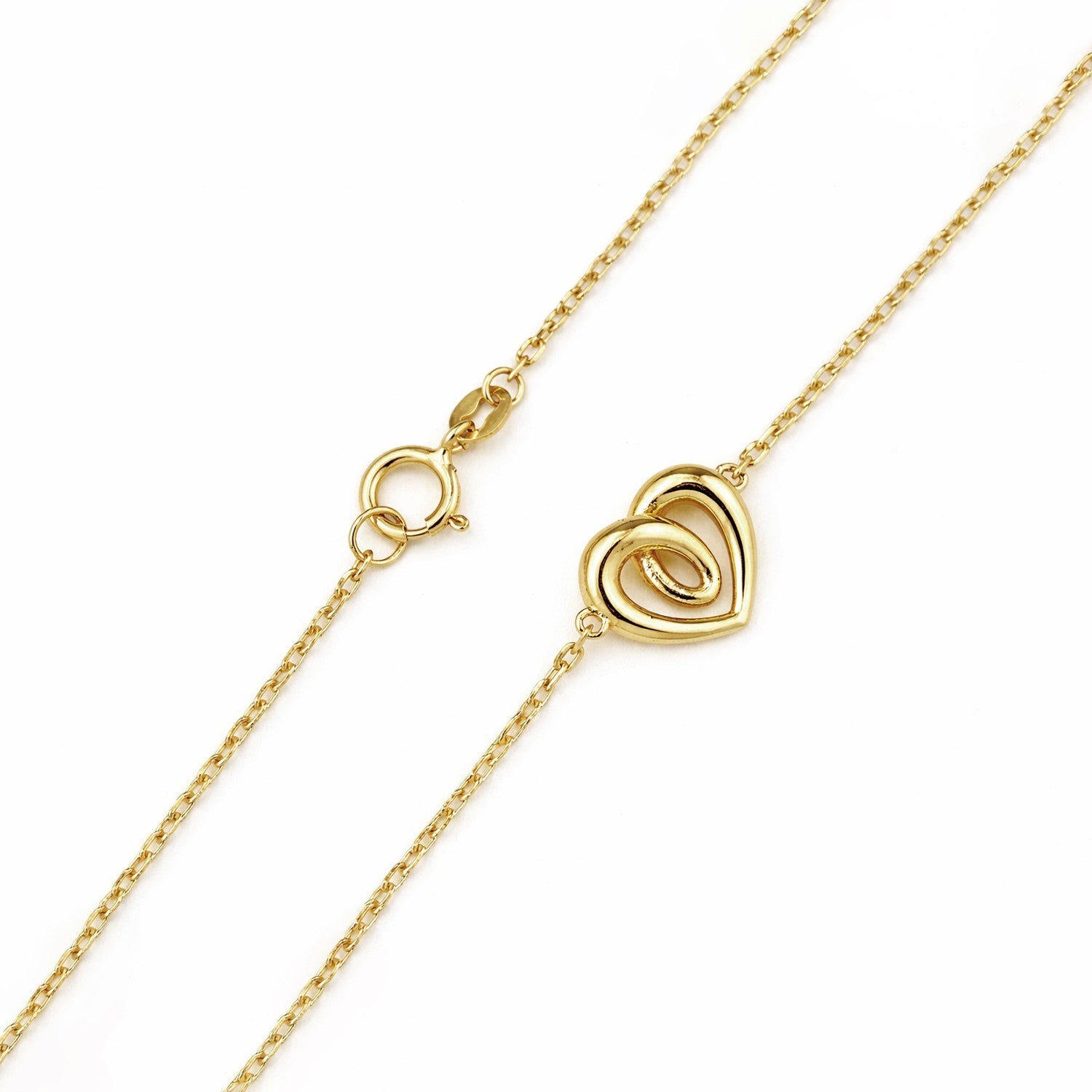 Minimalist Infinity Heart Chain Bracelet 9ct Yellow Gold 375 Hallmark 19cm