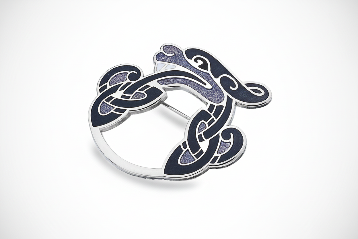 Celtic Dragon Brooch Silver Plated Purple Brand New Gift Packaging
