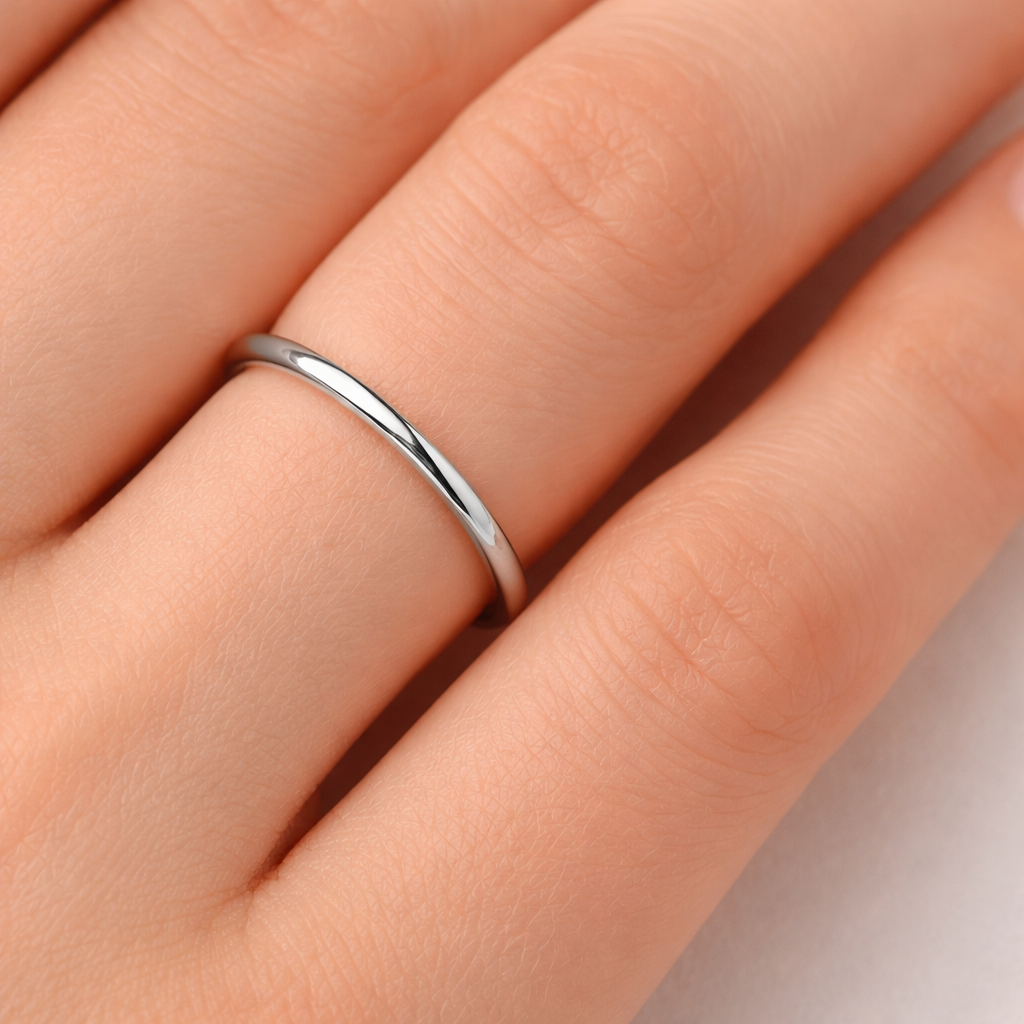 1.75mm Wedding Band Ring Solid Sterling Silver 925 Hallmark Size K - S
