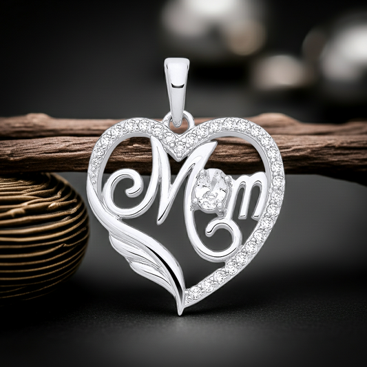Mum Heart Pendant Solid Sterling Silver 925 Hallmark 18" Chain