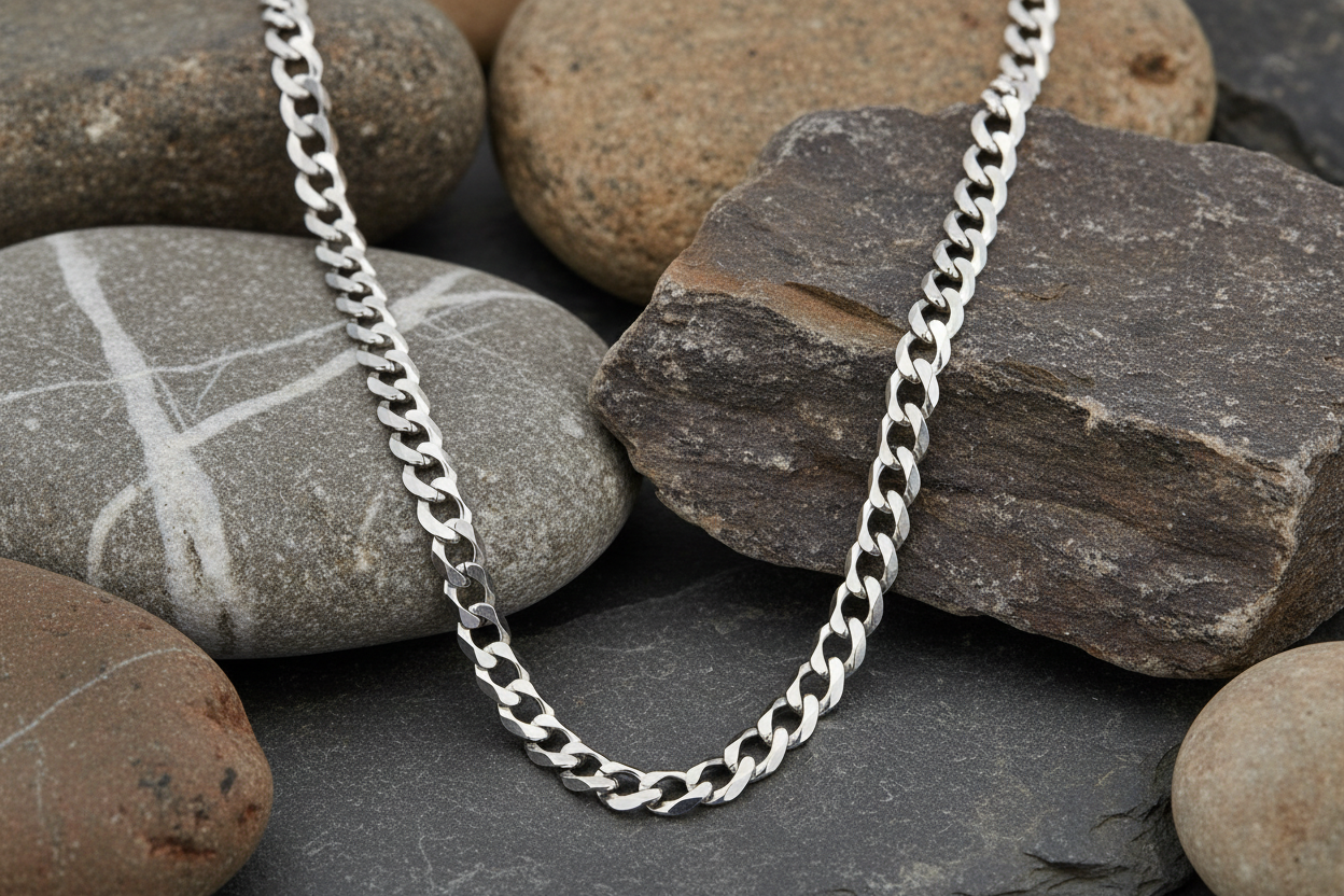 Fred Bennett Heavy Diamond Cut Curb Chain Necklace 56cm Solid Silver N4463