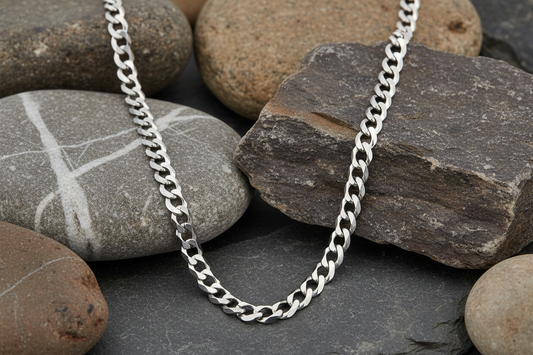 Fred Bennett Heavy Diamond Cut Curb Chain Necklace 56cm Solid Silver N4463