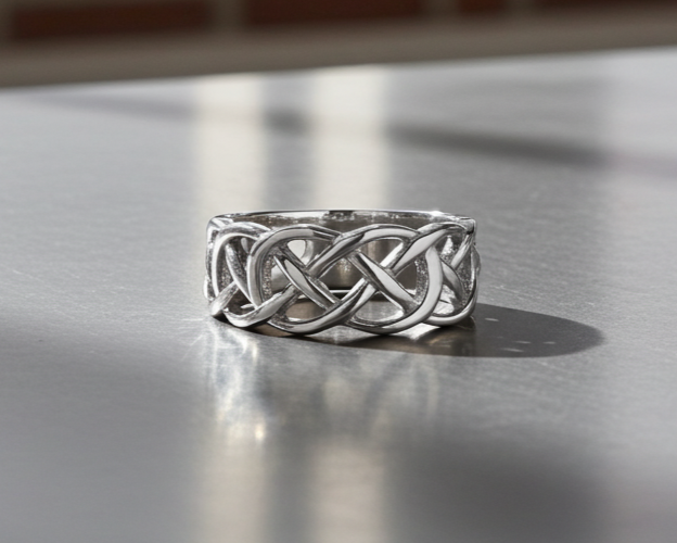 Celtic Band Ring Solid Sterling Silver 925 Hallmark Size J - V