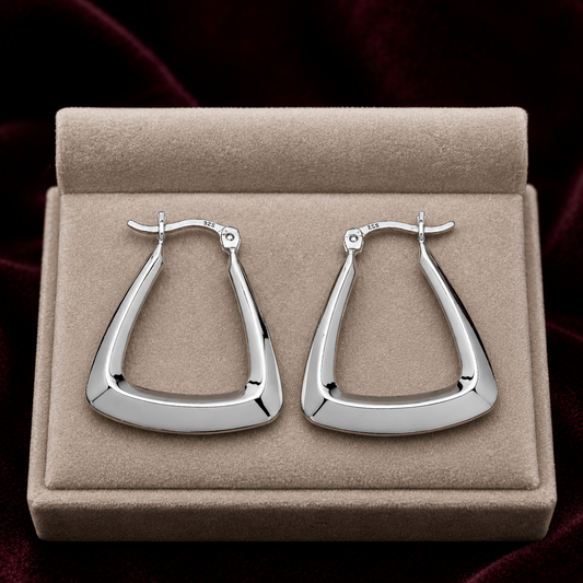Handbag Creole Hoop Earrings Polished 925 Sterling Silver 28mm