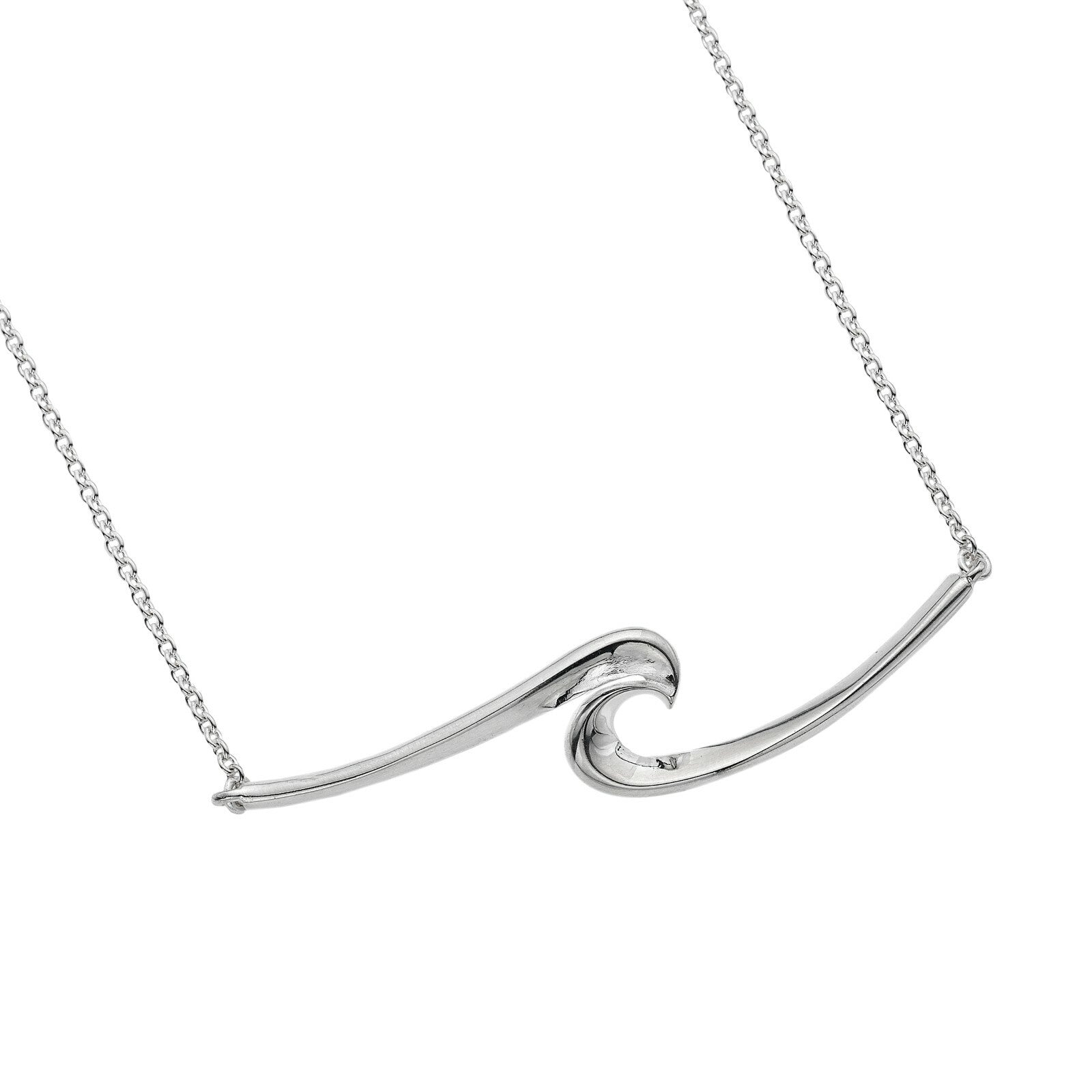 Silver Atlantic Wave Necklace Solid Sterling Silver 16-18" Hallmark Luxury Box