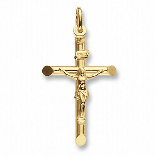 Gold Jesus Crucifix Cross Pendant Yellow Gold 42mm x 22mm British Made