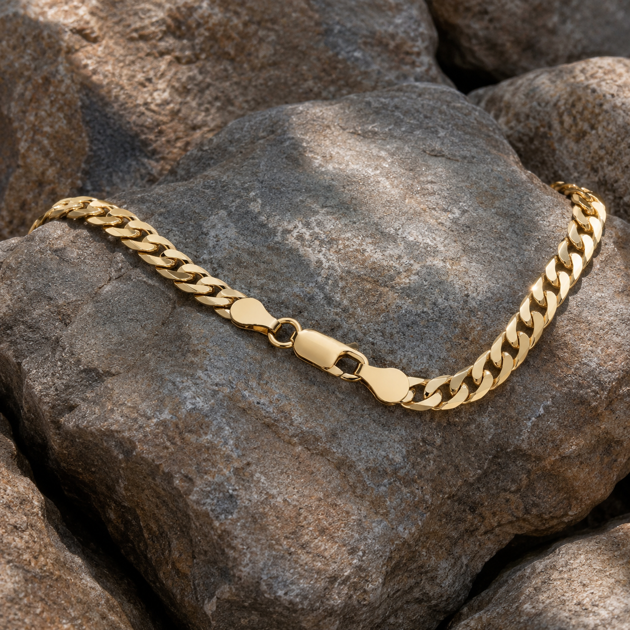 18ct Gold Very Flat Curb Chain on Solid Silver Hallmarked 5mm wide 20" 14 grams