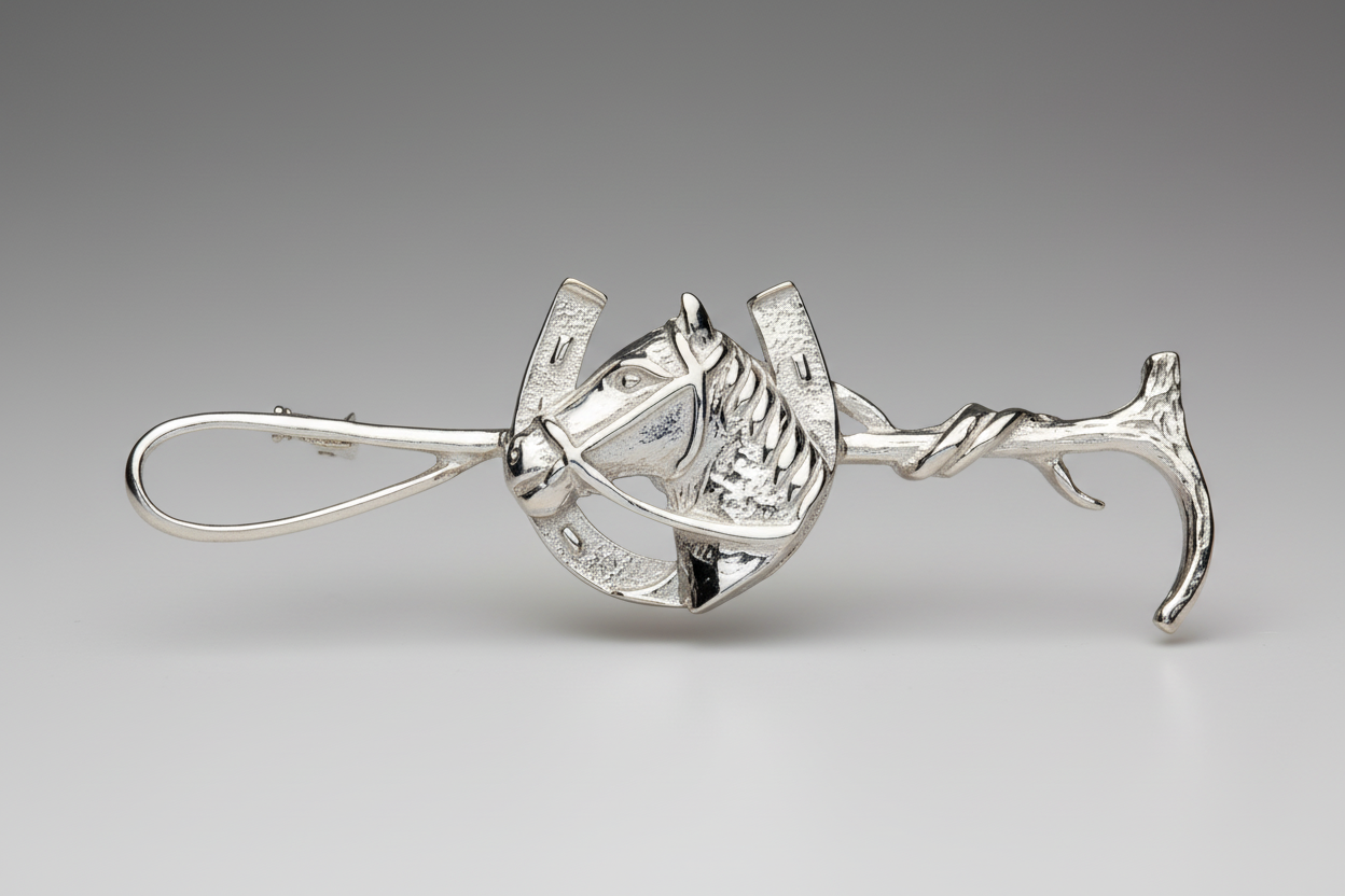 Silver Horseshoe Horseshead Brooch 925 Hallmark Brand New Equestrian Gift