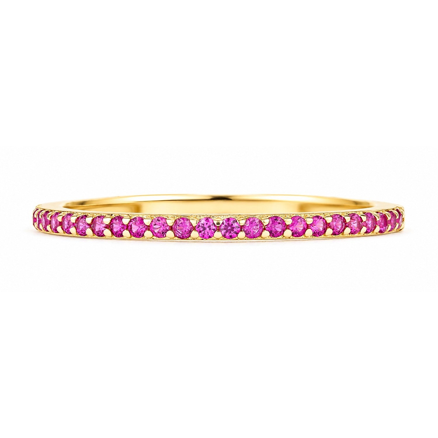 9k Yellow Gold Ruby Half Eternity Stackable Ring Sizes KLMNOPQRS