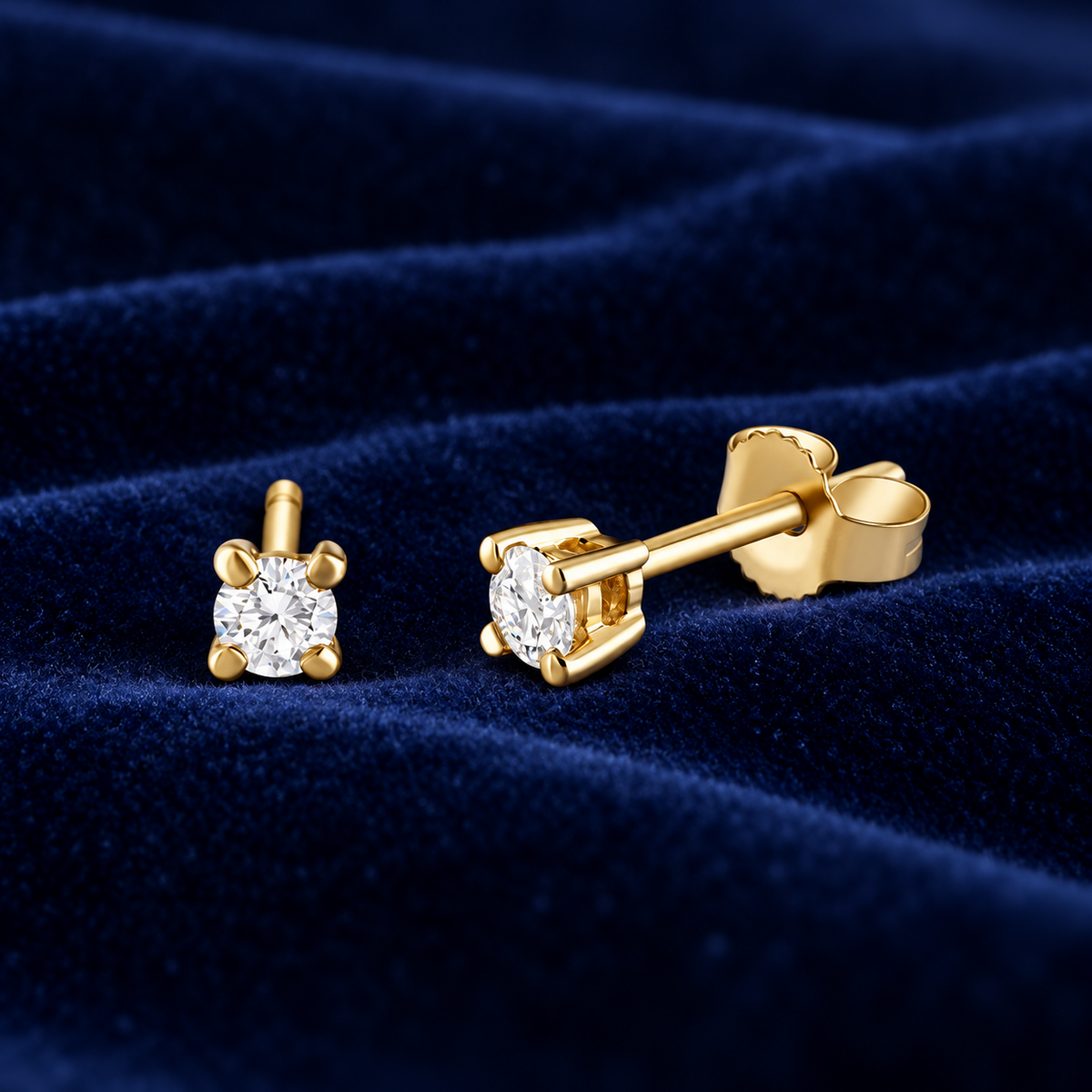 Real Diamond Solitaire Earrings 9ct Yellow Gold 0.20ctw Premium Mined Diamonds
