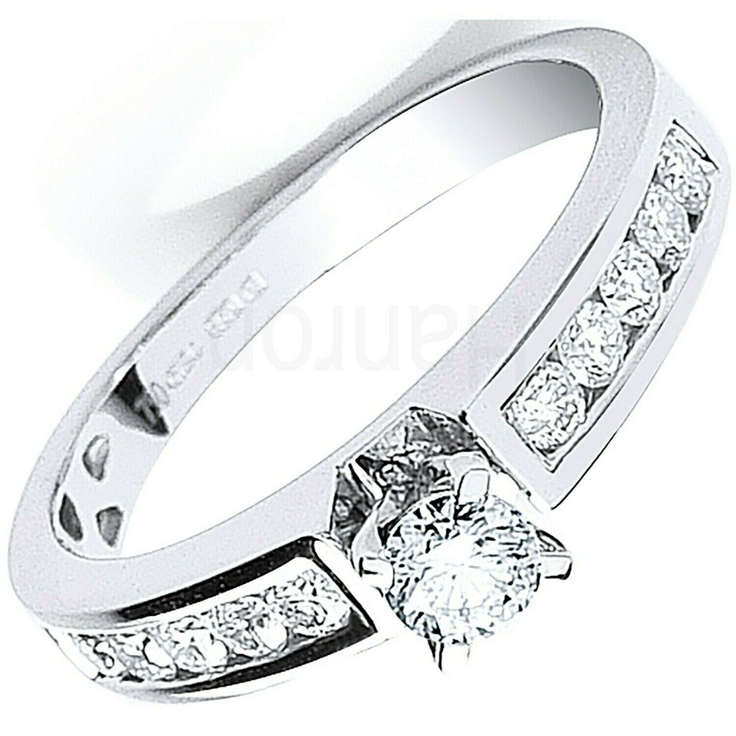 Real Diamond Solitaire Ring 18ct White Gold 0.50 Carat Weight