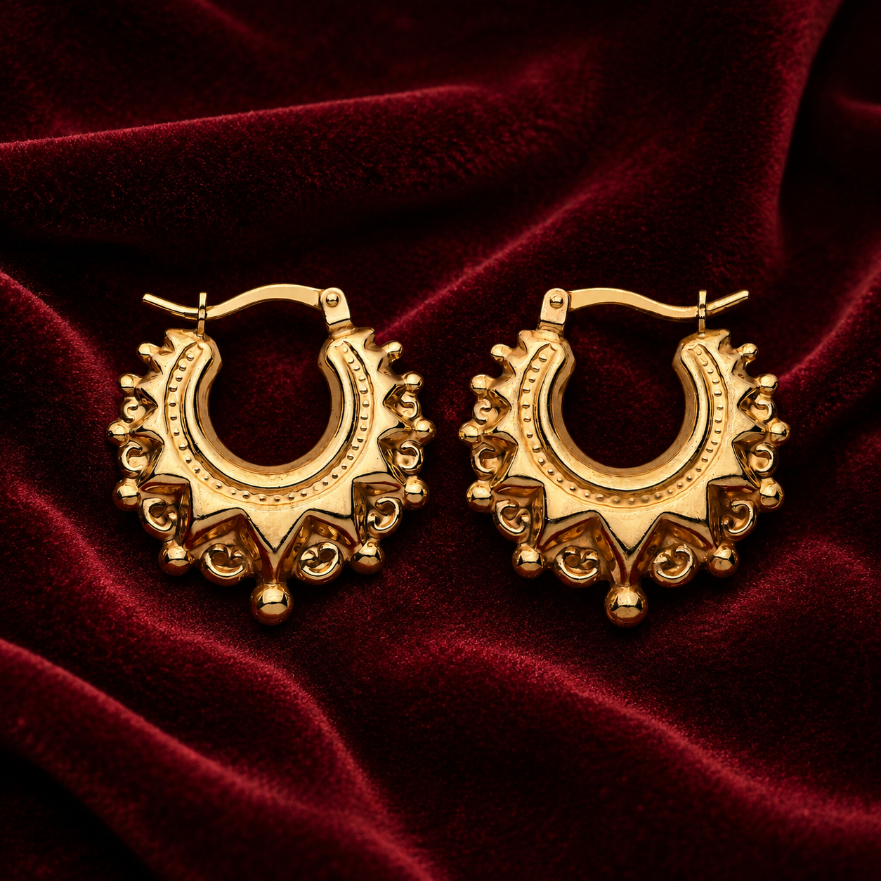 18ct Gold Creole Hoop Earrings on Sterling Silver 20mm Diameter 925 Hallmark