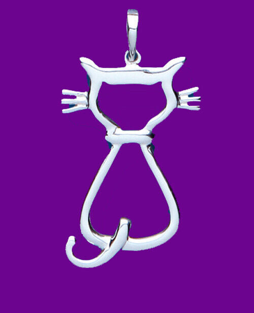 Sterling Silver Cat Pendant 925 Hallmark Pet Jewellery 14-24" Chain