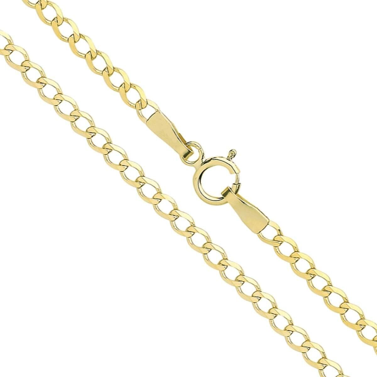 9ct Yellow Gold Curb Chain 20" Mens Gents 3mm Wide Hallmark British 5.7 Grams