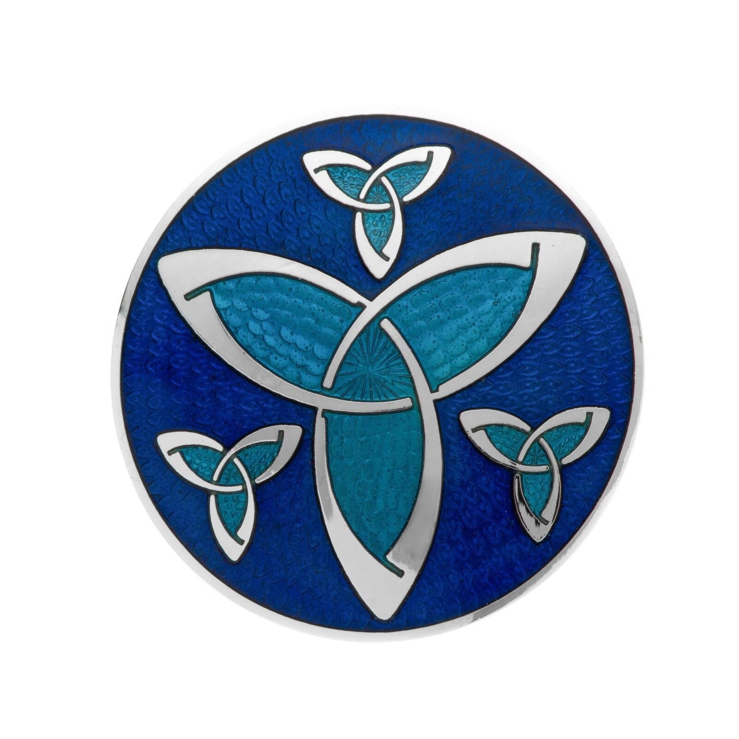 Celtic Trinity Knots Brooch Blue Silver Plated Brand New Gift Packaging