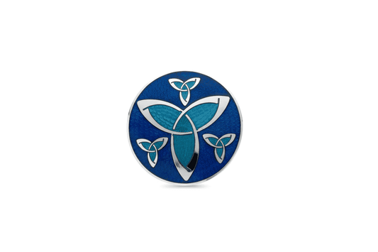 Celtic Trinity Knots Brooch Blue Silver Plated Brand New Gift Packaging
