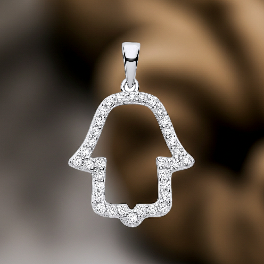 Hand of Hamsa Pendant Solid Sterling Silver 925 Hallmark