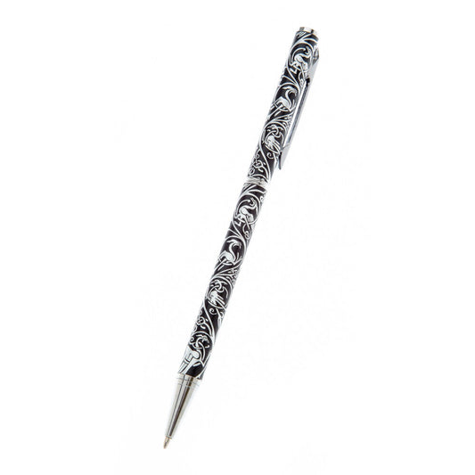 Ballpoint Pen Silver Plated Pictish Birds Black Ink Brand New Boxed