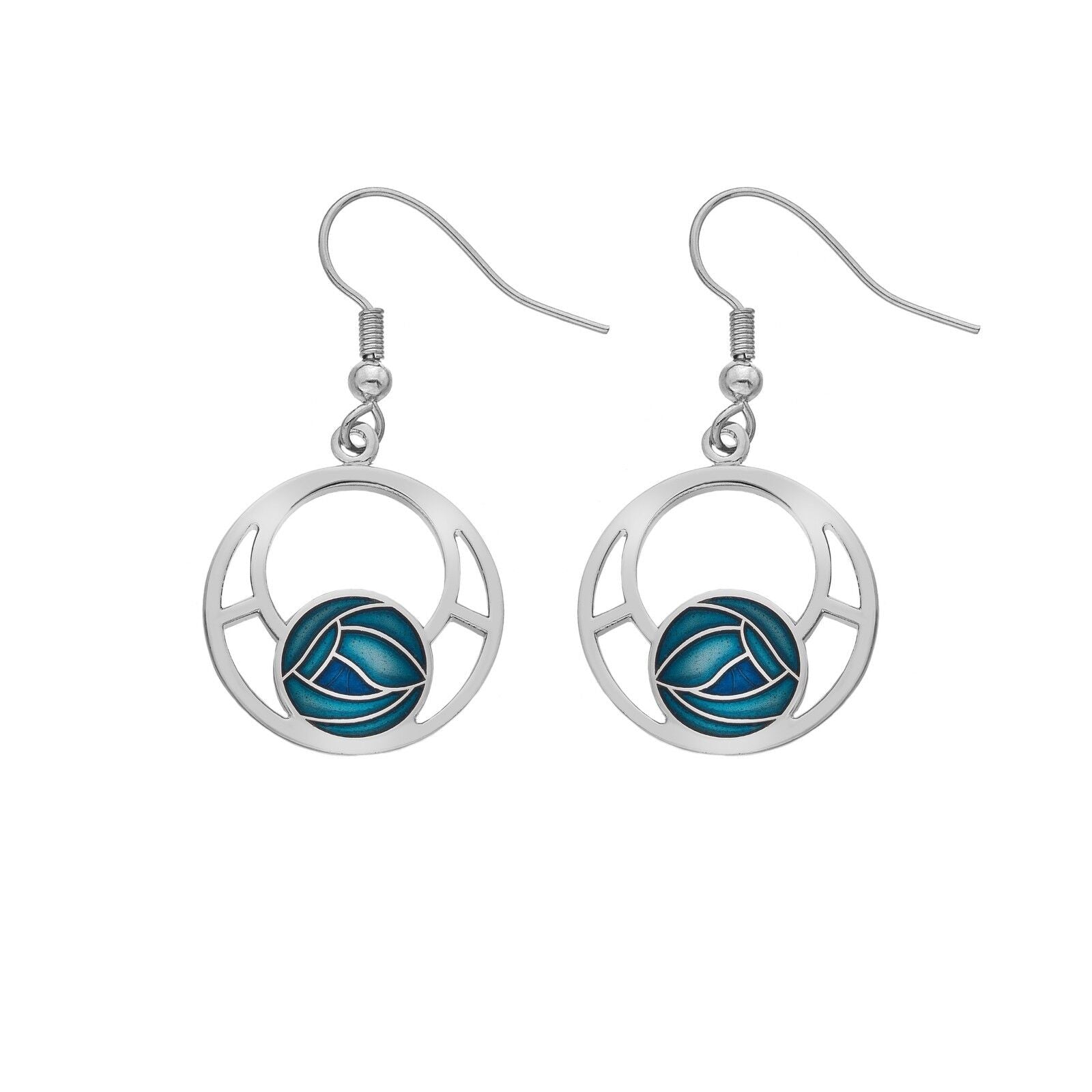 Mackintosh Rose Drop Earrings Round Drops Silver Plated Branded Packaging