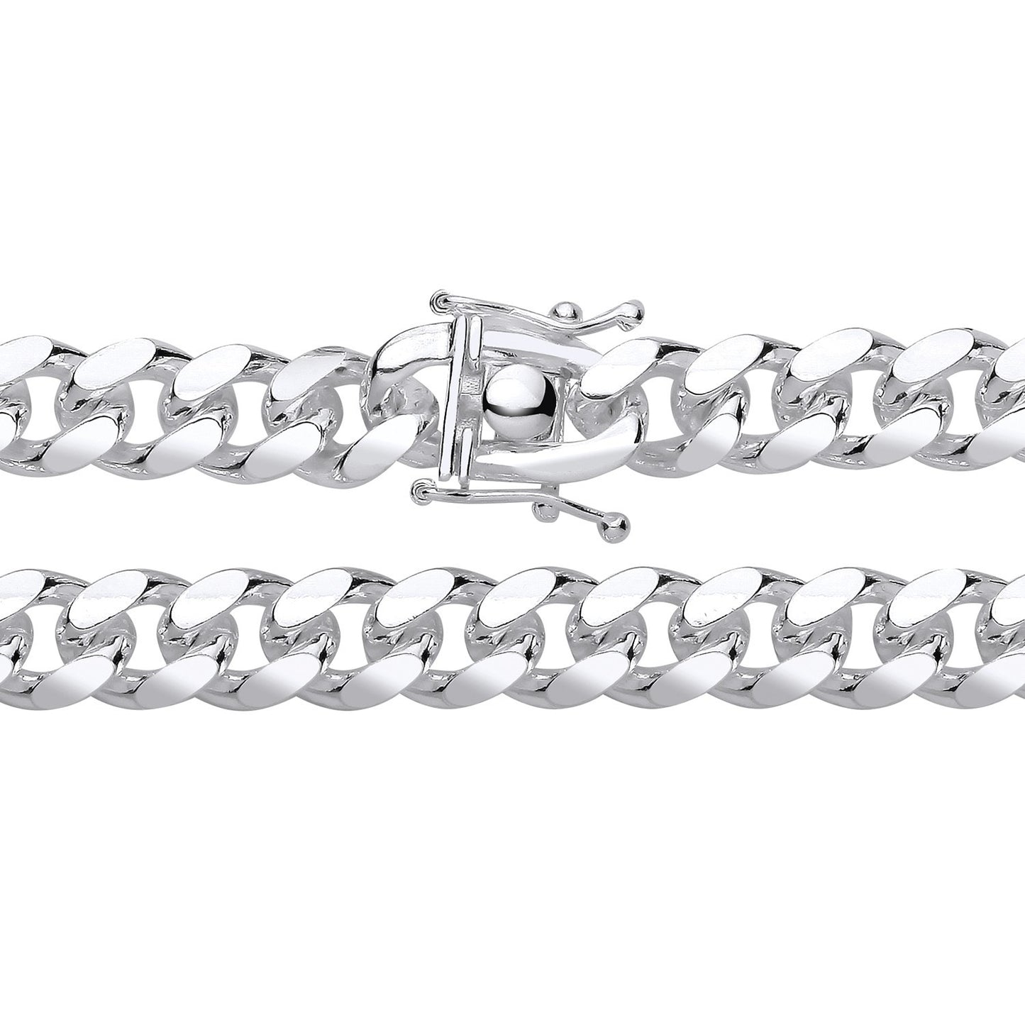 Men's Cuban Chain Bracelet Solid Silver 8mm Wide Box Lock Hallmarked 9"