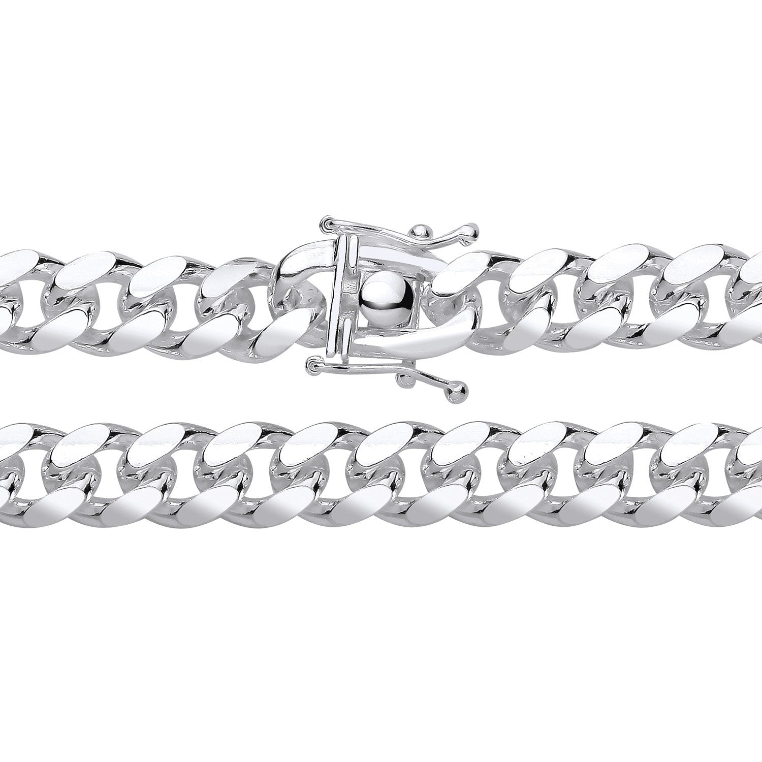 Men's Cuban Chain Bracelet Solid Silver 8mm Wide Box Lock Hallmarked 9"