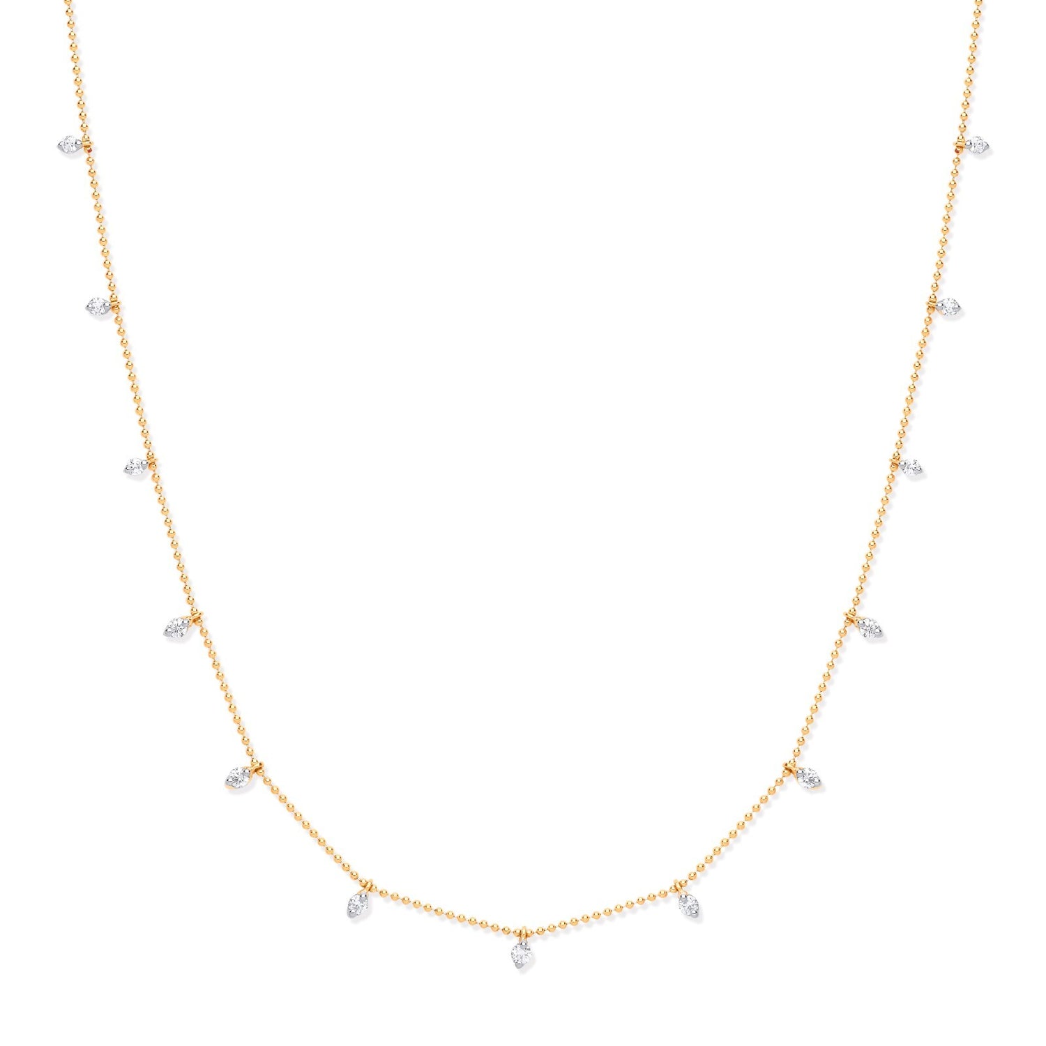 18ct Yellow Gold 0.50ctw Diamond Set (18" Adjustable) Chain Made in London