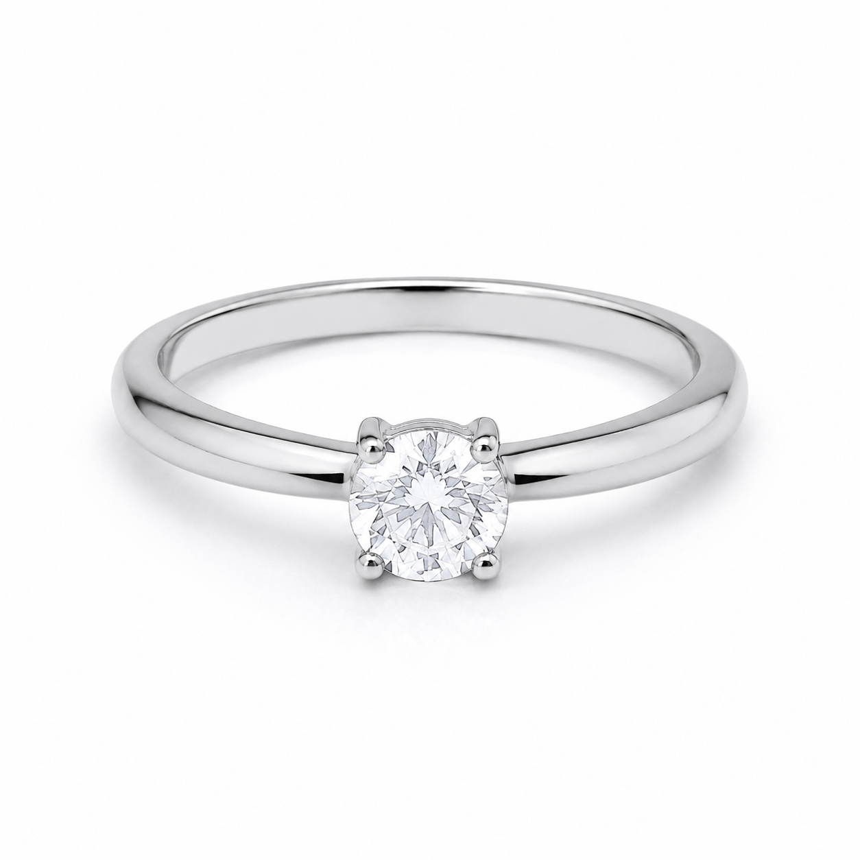 5mm Solitaire Engagement Ring Solid Sterling Silver 925 Size J - U