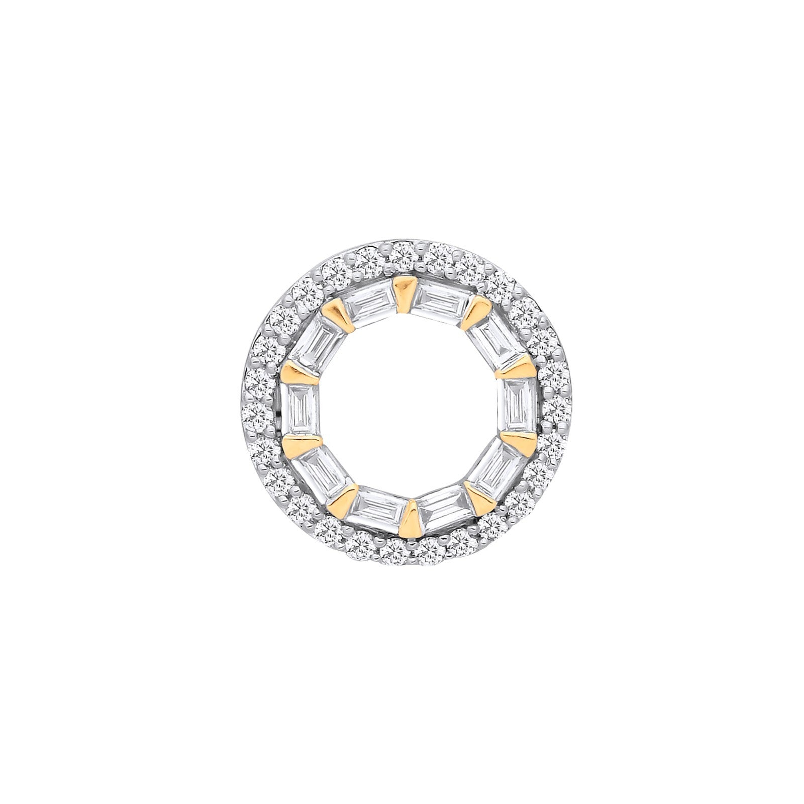 18ct Yellow Gold 0.35ctw Circle Pendant Round Brilliant and Baguette Diamonds