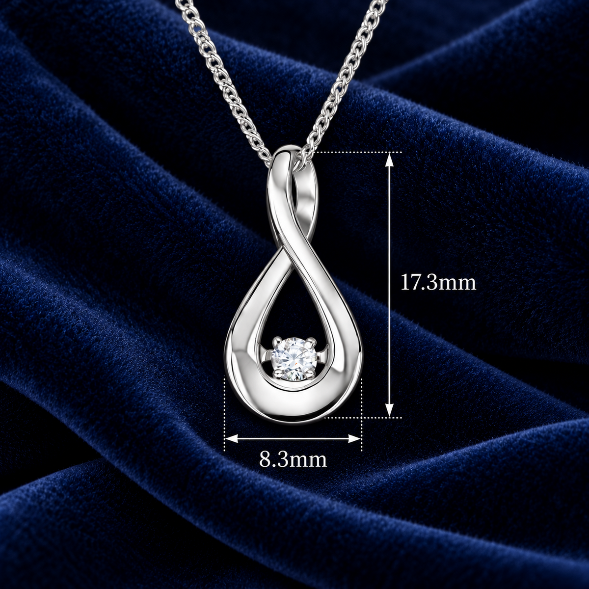 Moving Dancing Diamond Pendant 9ct White Gold 18" Chain Real Genuine Diamond