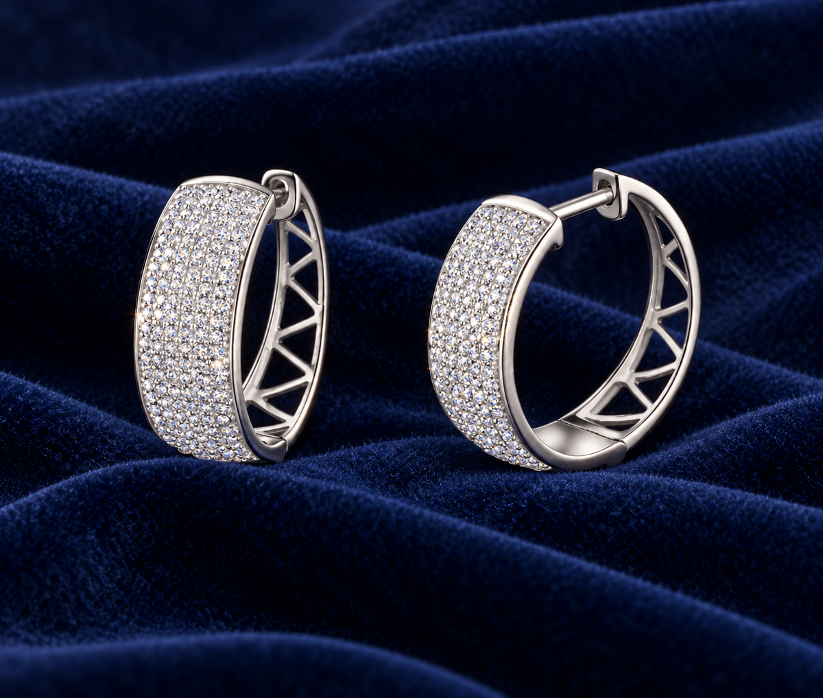 Real Diamond Hoop Earrings 18ct White Gold 19mm Diameter 0.55ctw Mined Diamonds